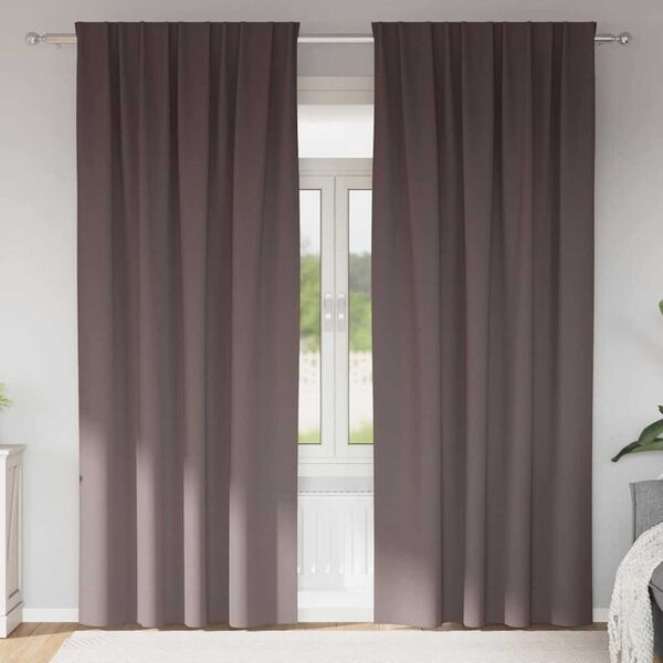 vidaXL Verdunkelungs-Vorh&auml;nge mit Ringen 2 pcs Dunkelbraun