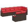 vidaXL Gartensofa-set mit Kissen 8 pcs Braun und Rot Poly-Rattan