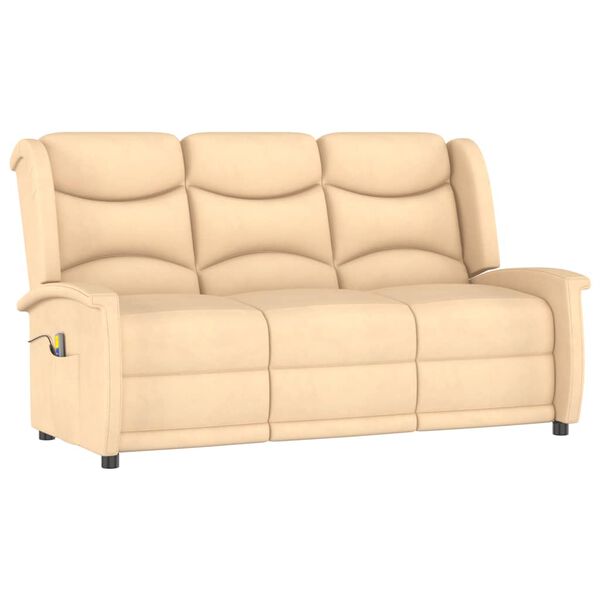 vidaXL 3-Sitzer Massagesessel Creme Mikrofaser-Gewebe