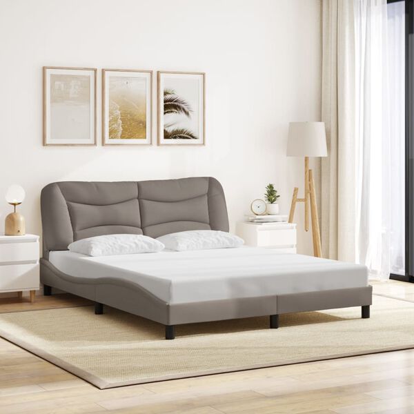 vidaXL Bettgestell ohne Matratze "Hvar" Taupe 160x200 cm Stoff
