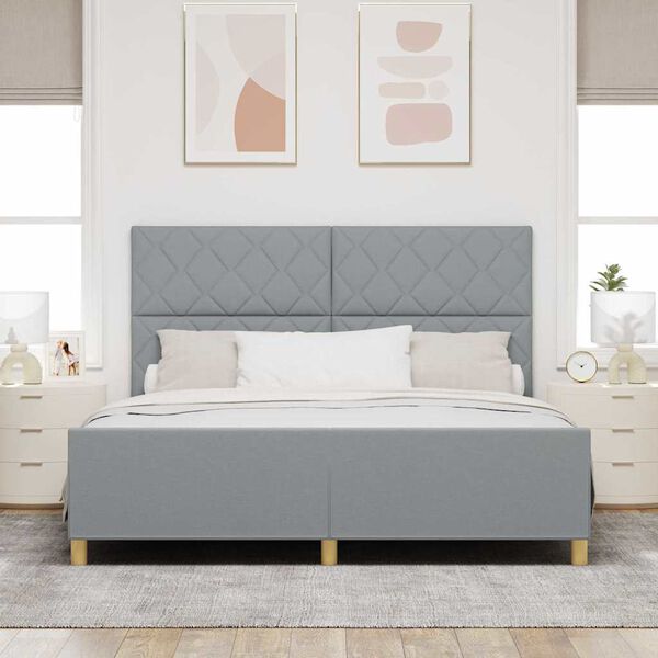 vidaXL Bettgestell mit Kopfteil Hellgrau 180 x 200 cm Stoff
