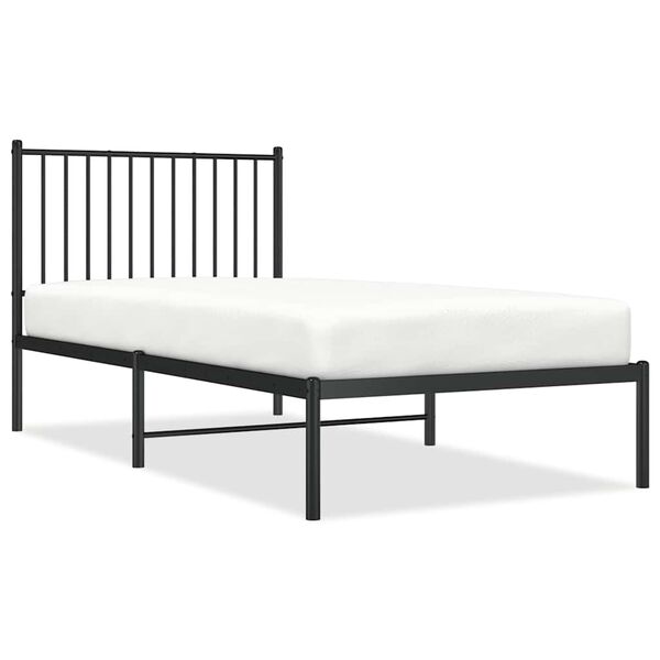 vidaXL Bettgestell mit Kopfteil Metall Schwarz 90x190 cm
