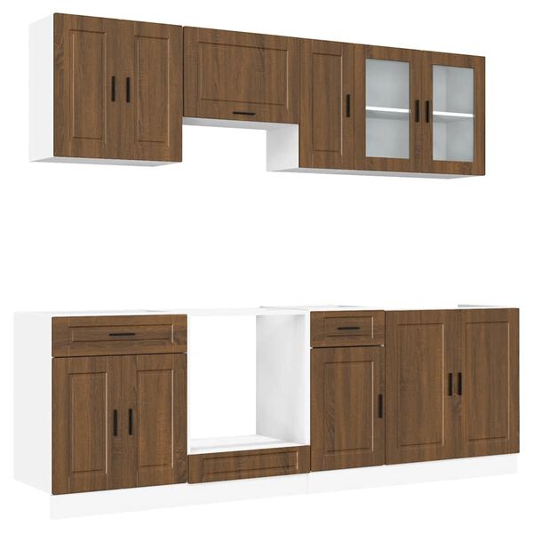 vidaXL 8-tlg. K&uuml;chenschrank-Set Braun Eichen-Optik Holzwerkstoff