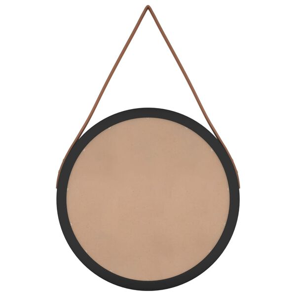 vidaXL Wandspiegel mit Riemen Schwarz &Oslash; 35 cm