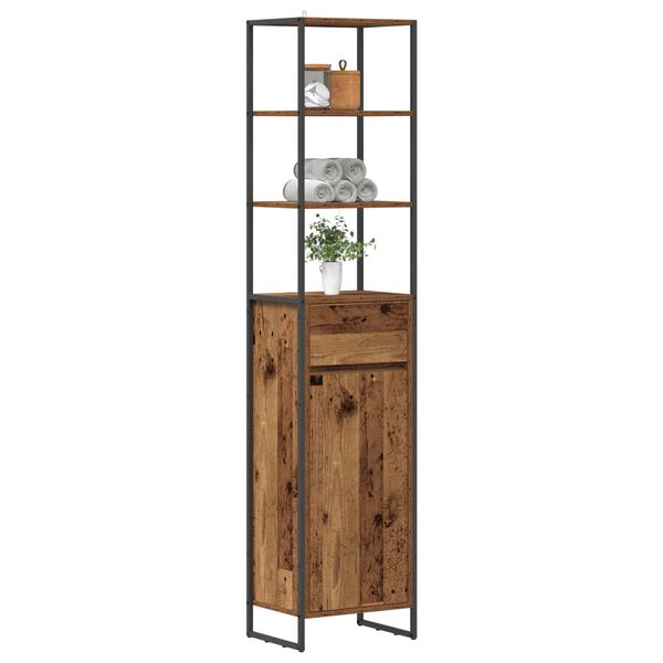 vidaXL Badezimmerschrank Altholz 40 x 30 x 180 cm Holzwerkstoff