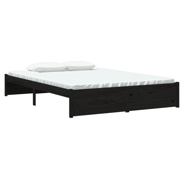 vidaXL Massivholzbett Schwarz 140x200 cm