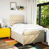 vidaXL Boxspringbett mit Matratze Creme 120x190 cm Stoff