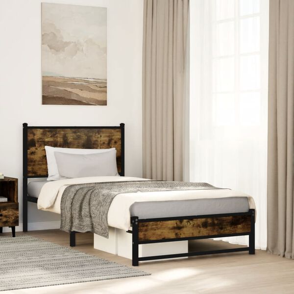 vidaXL Metallbett ohne Matratze R&auml;uchereiche 90x190 cm