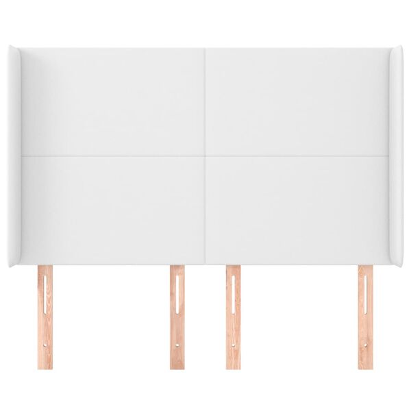 vidaXL Kopfteil mit Ohren Wei&szlig; 147x16x118/128 cm Kunstleder