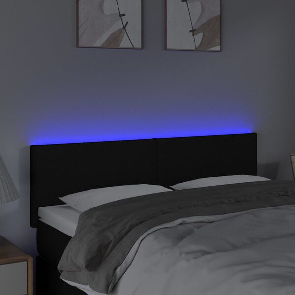 vidaXL LED Kopfteil Schwarz 144x5x78/88 cm Stoff
