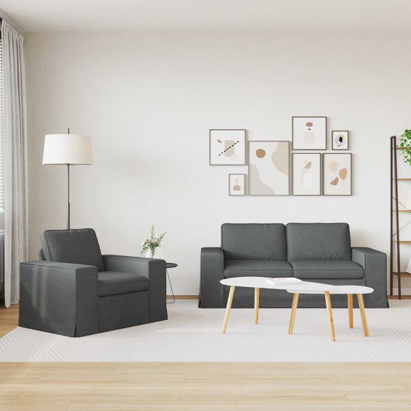 vidaXL Sofa 2 pcs Dunkelgrau