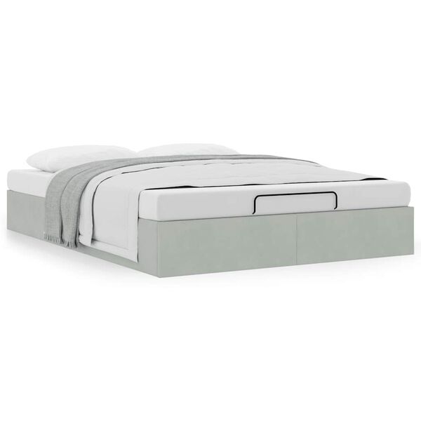 vidaXL Ottoman-Bett ohne Matratze Hellgrau 140x190 cm Samt