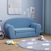 vidaXL 2-Sitzer Kindersofa mit Schlaffunktion Blau Weicher Pl&uuml;sch
