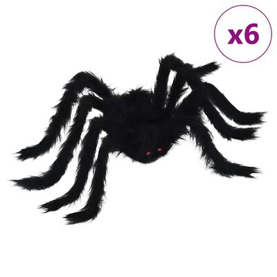 Halloween-Spinnendeko, 6 Stk., Schwarz, 75 cm