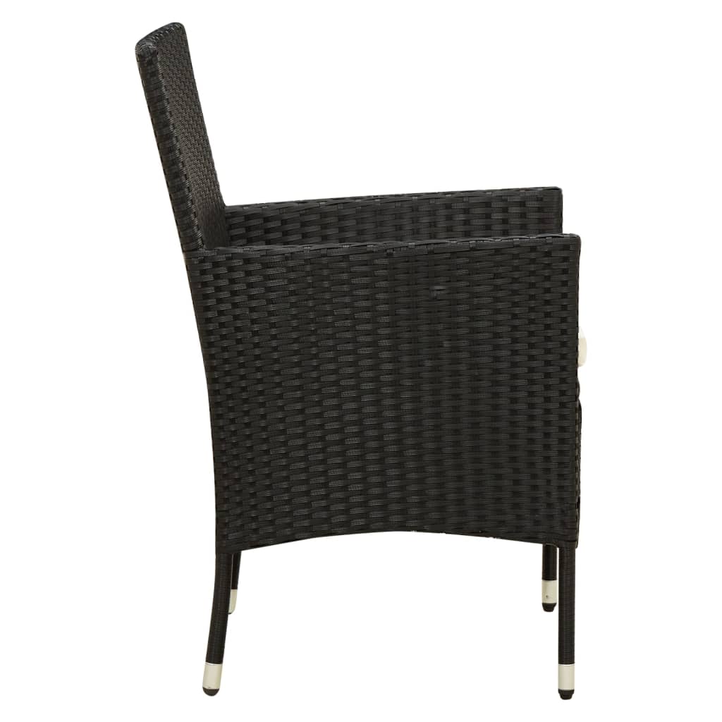 vidaXL 5-tlg. Garten-Essgruppe mit Kissen Poly Rattan Schwarz