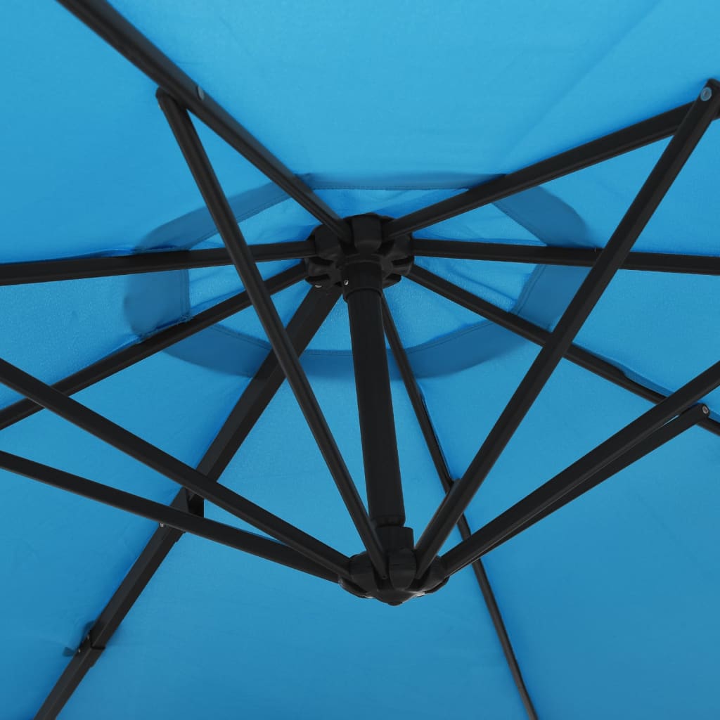vidaXL Wand-Sonnenschirm mit LEDs Meerblau 290 cm
