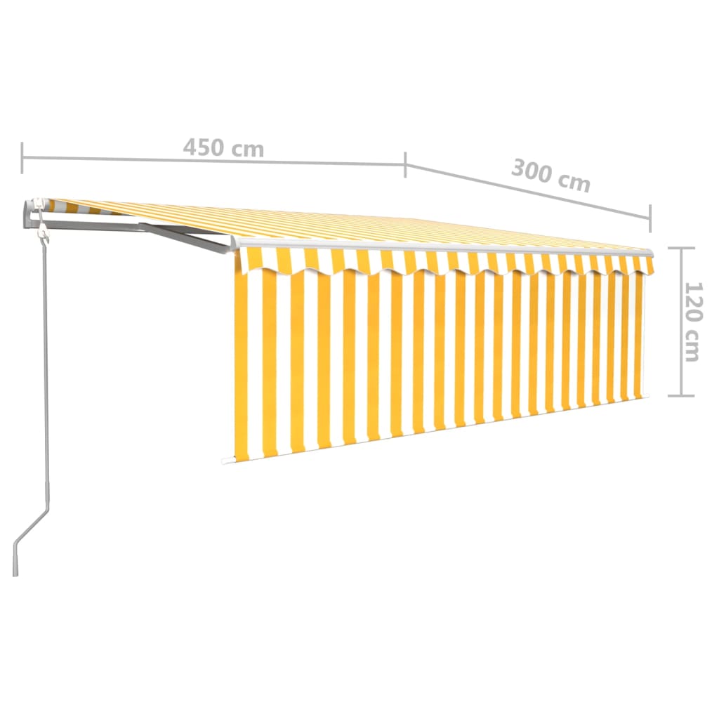 vidaXL Markise Automatisch Einziehbar mit Volant 4,5x3 m Gelb und Weiß