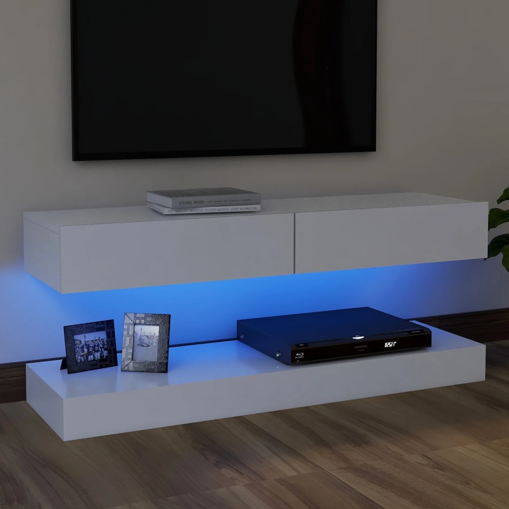 vidaXL TV-Schrank mit LED-Leuchten Weiß 120x35 cm