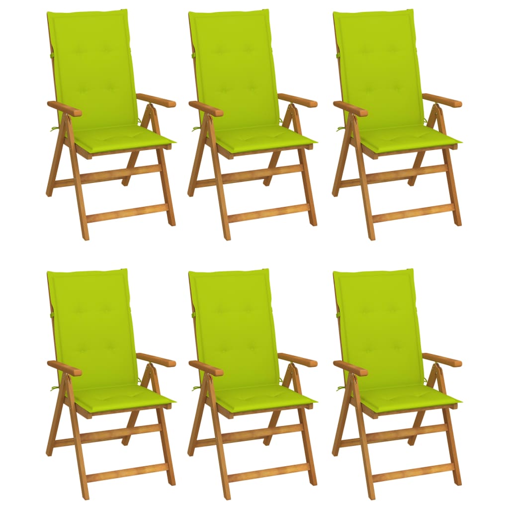 vidaXL Klappbare Gartenstühle 6 Stk. mit Auflagen Massivholz Akazie