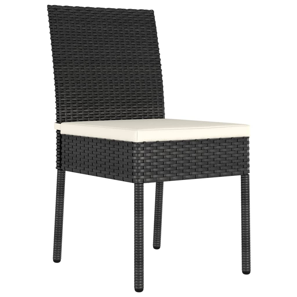 vidaXL Garten-Essstühle 2 Stk. Poly Rattan Schwarz