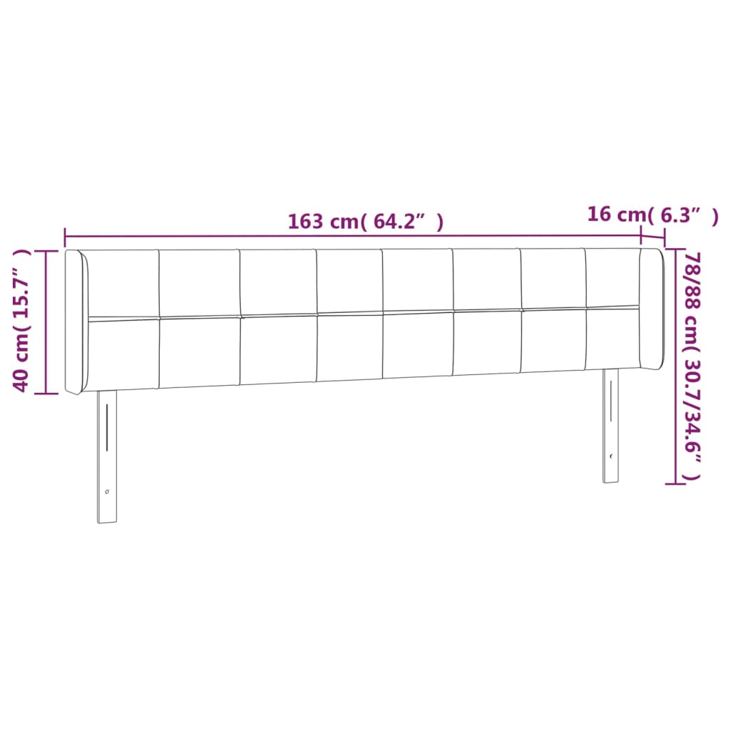 vidaXL LED Kopfteil Creme 163x16x78/88 cm Stoff