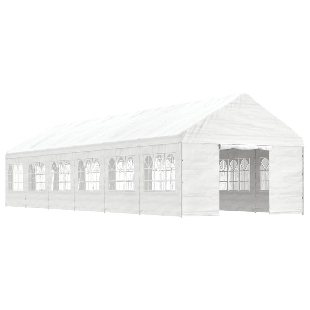 vidaXL Pavillon mit Dach Weiß 13,38x4,08x3,22 m Polyethylen