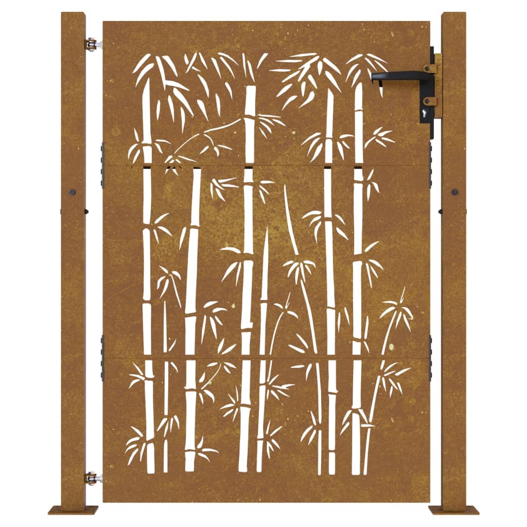 vidaXL Gartentor 105x130 cm Cortenstahl Bambus-Design