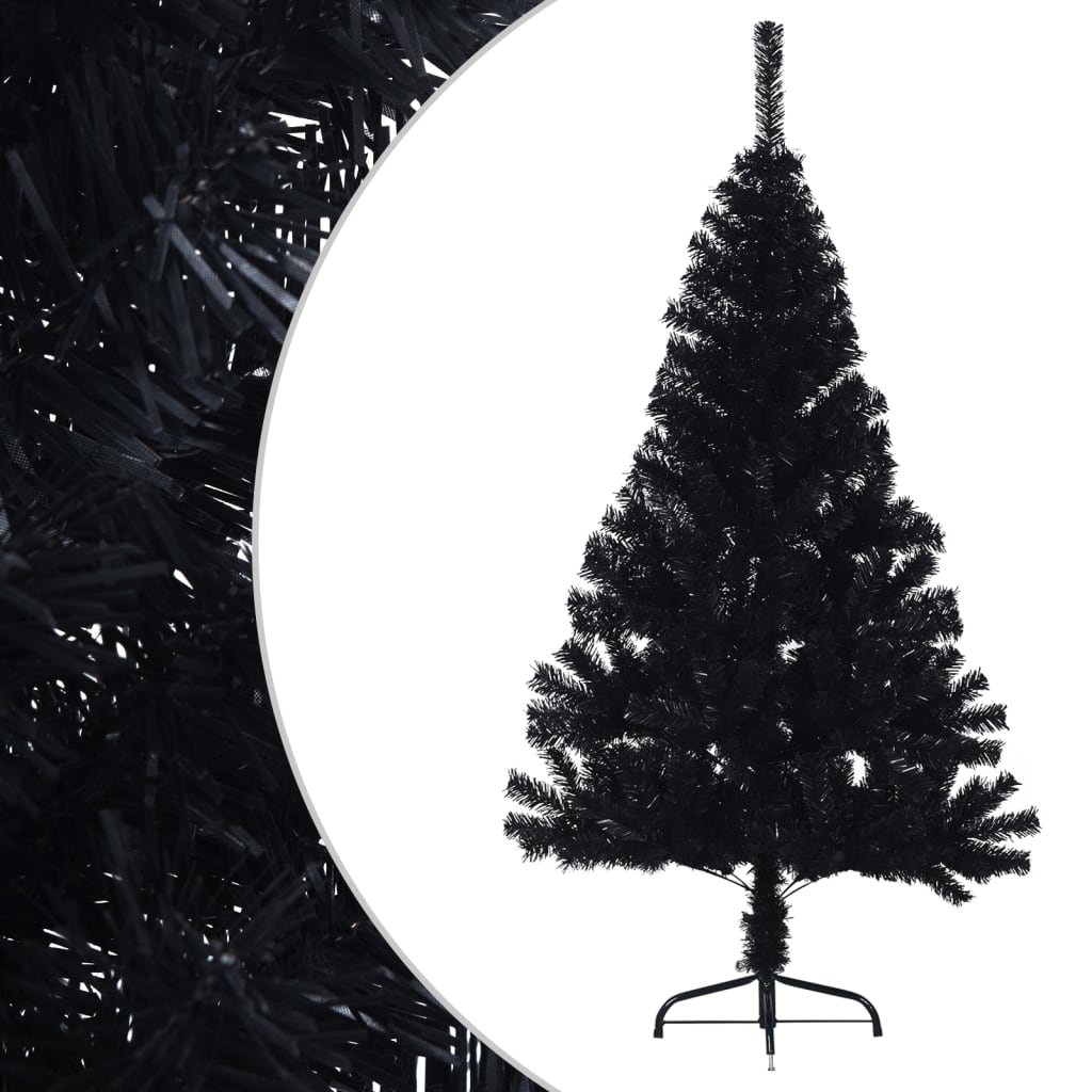 vidaXL Künstlicher Halb-Weihnachtsbaum mit Ständer Schwarz 150 cm PVC