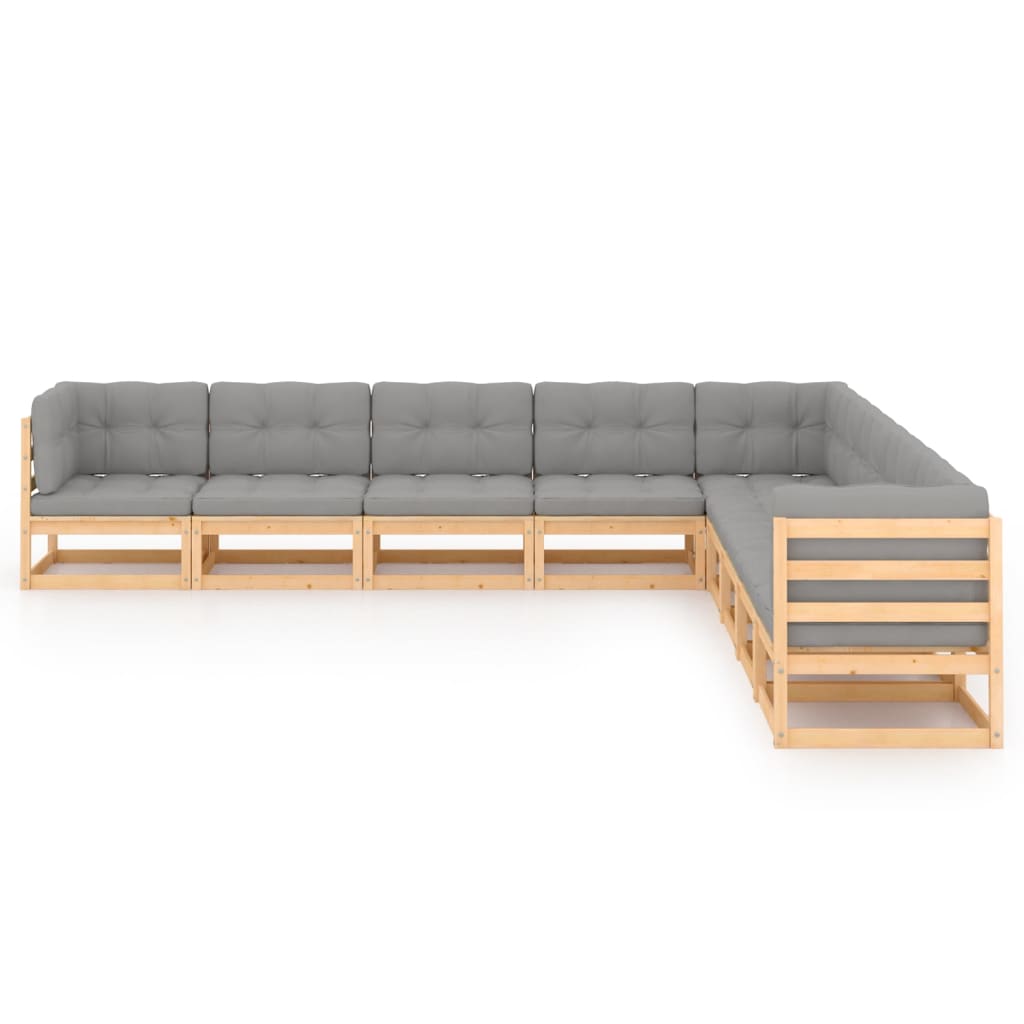 vidaXL 9-tlg. Garten-Lounge-Set mit Kissen Massivholz Kiefer