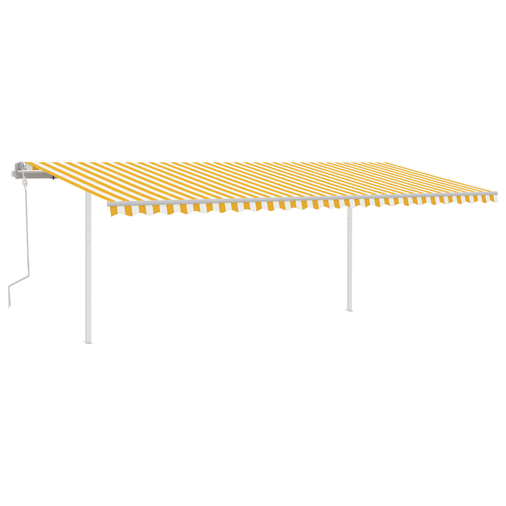 vidaXL Gelenkarmmarkise Einziehbar mit Pfosten 6x3 m Gelb und Weiß
