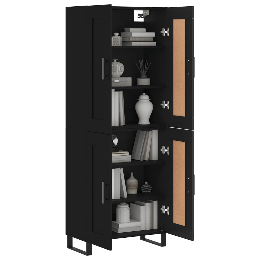 vidaXL Highboard Schwarz 69,5x34x180 cm Holzwerkstoff