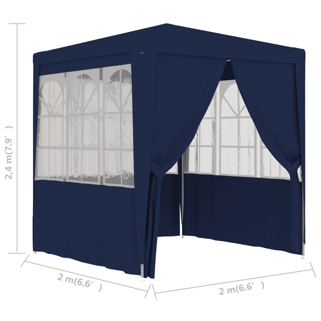 vidaXL Profi-Partyzelt mit Seitenwänden 2×2m Blau 90 g/m²
