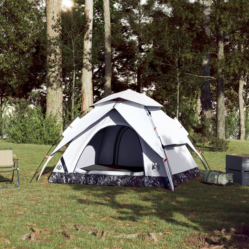 vidaXL Kuppel-Campingzelt 3 Personen Weiß Verdunkelt Quick Release