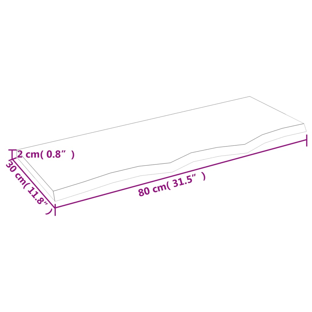 vidaXL Wandregal 80x30x2 cm Massivholz Eiche Unbehandelt