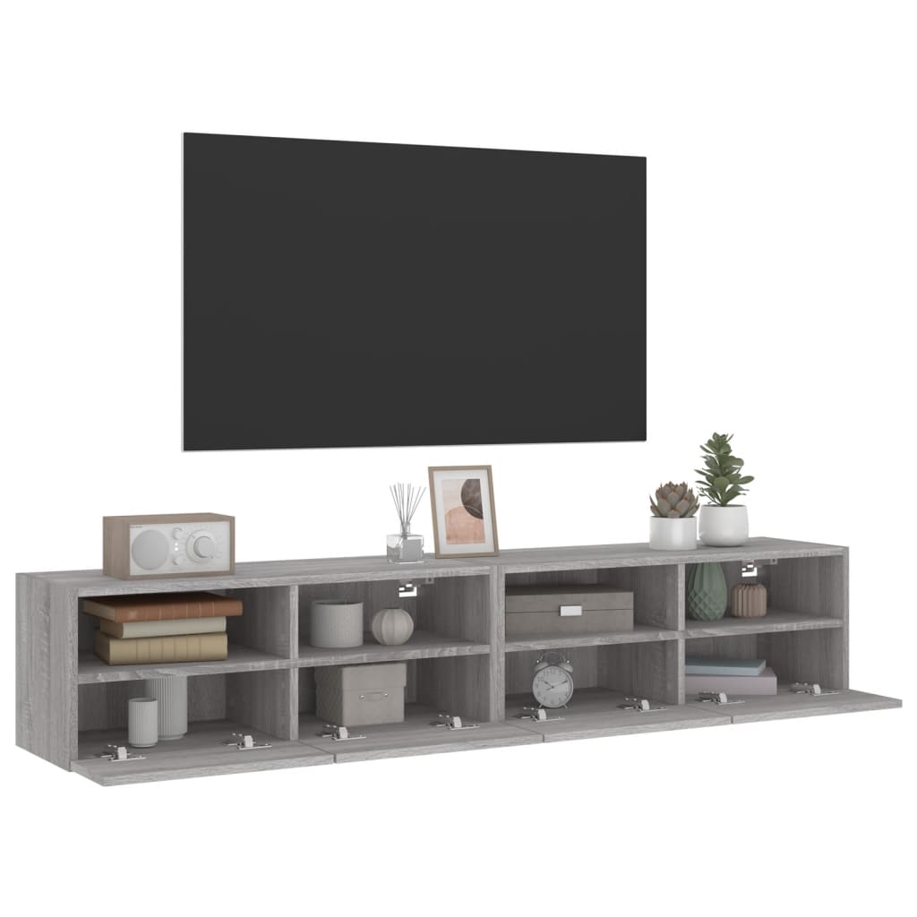 vidaXL TV-Wandschränke 2 Stk. Grau Sonoma 80x30x30 cm Holzwerkstoff