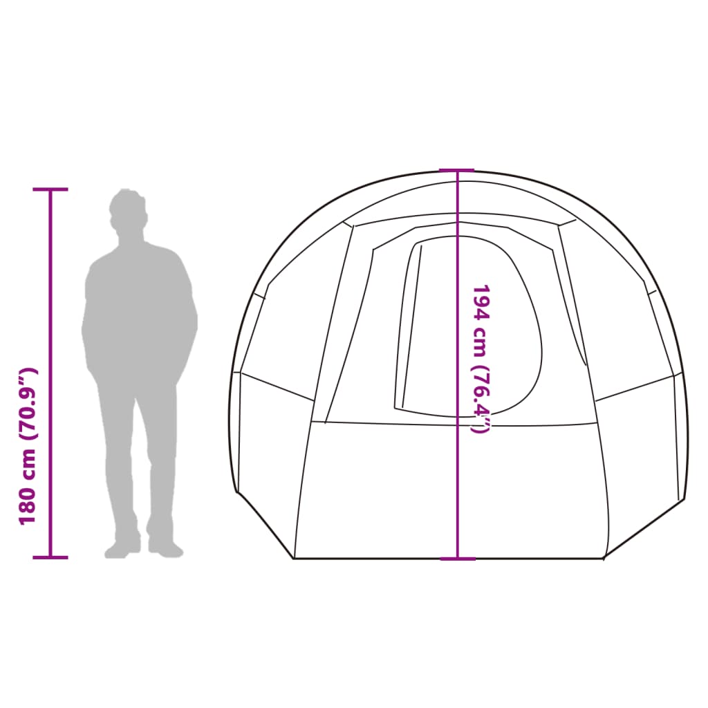 vidaXL Tunnelzelt 4 Personen Grau und Orange Wasserdicht