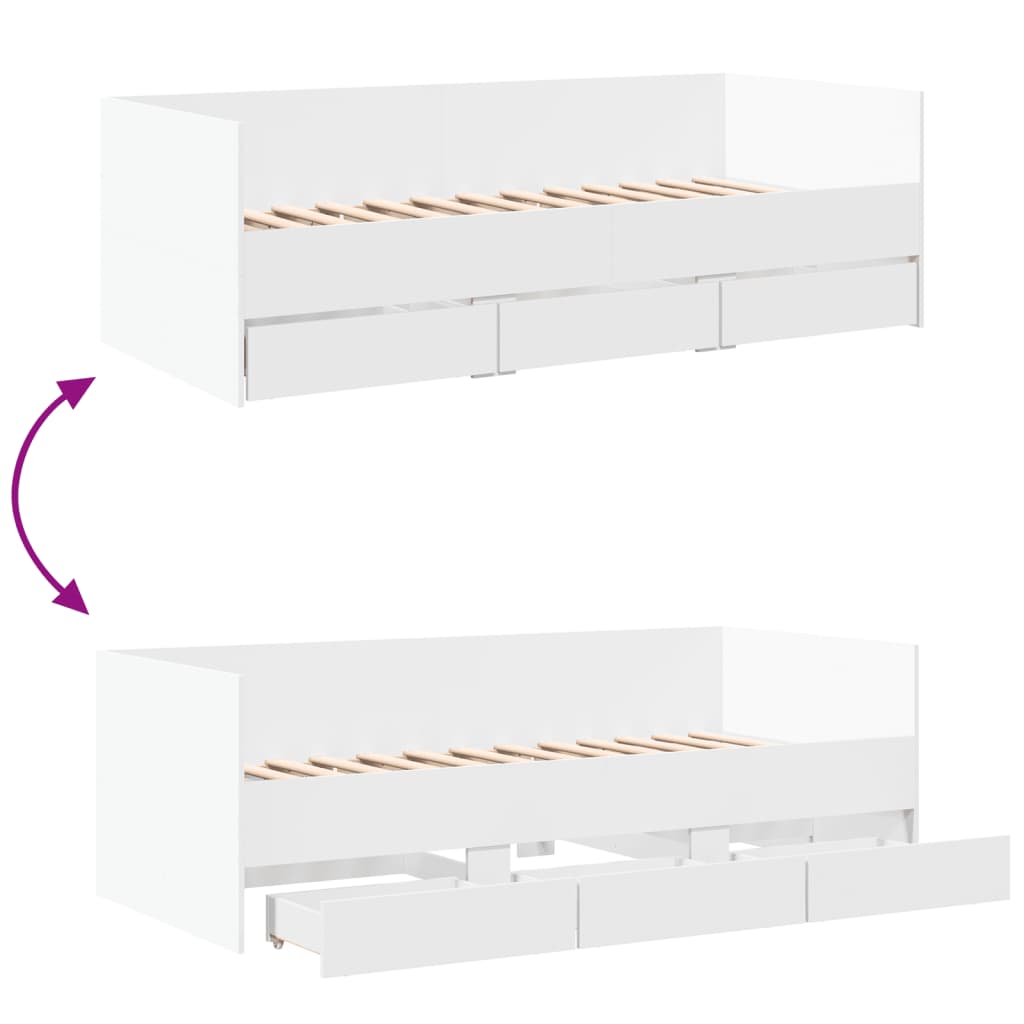 vidaXL Tagesbett mit Schubladen ohne Matratze Weiß 75x190 cm