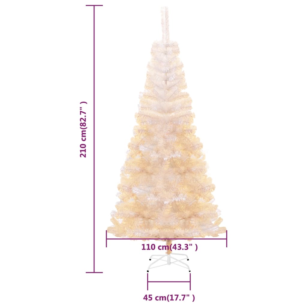vidaXL Künstlicher Weihnachtsbaum Schillernde Spitzen Weiß 210 cm PVC