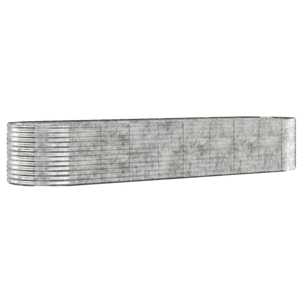 vidaXL Hochbeet Pulverbeschichteter Stahl 396x100x68 cm Silbern