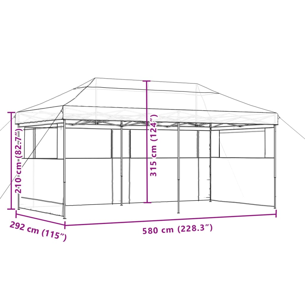 vidaXL Partyzelt Faltbar Pop-Up mit 3 Seitenteilen Taupe