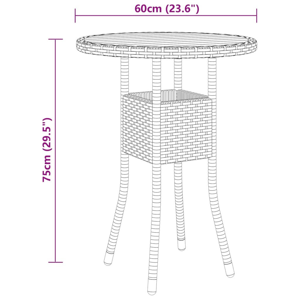 vidaXL 3-tlg. Garten-Bistro-Set Poly Rattan Schwarz