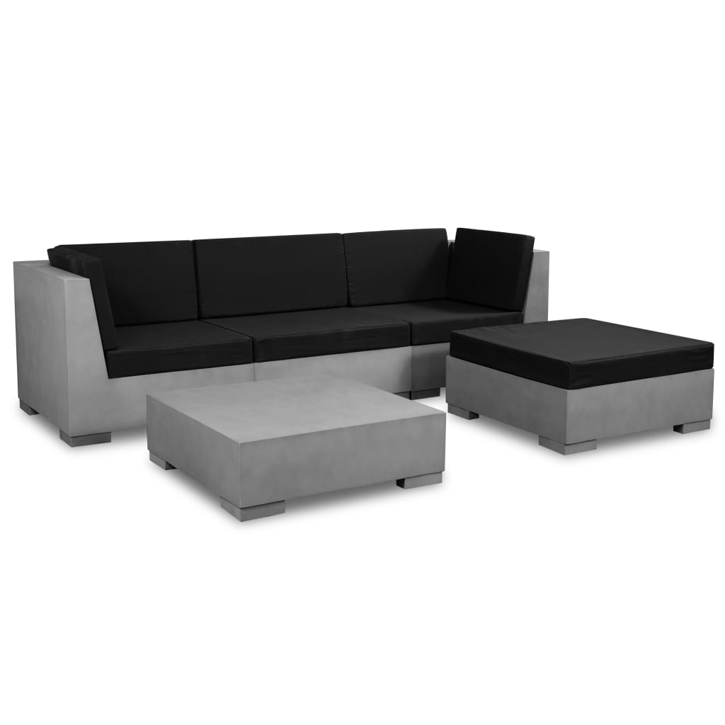 vidaXL 5-tlg. Garten-Lounge-Set mit Auflagen Beton Grau