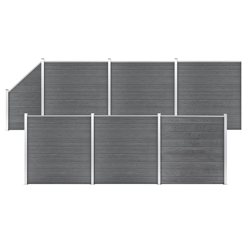 vidaXL WPC Zaun-Set 6 Quadrate + 1 Schräge 1138x186 cm Grau