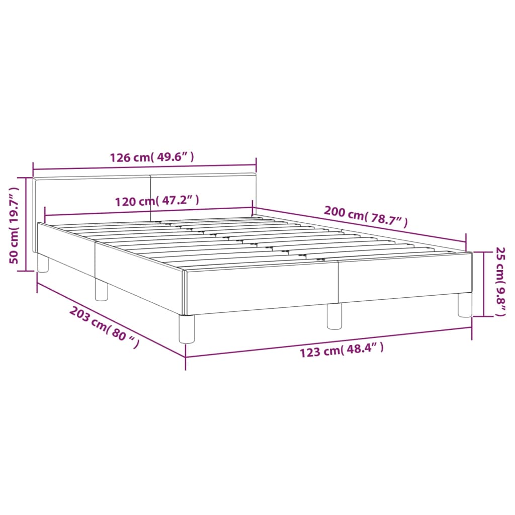 vidaXL Bettgestell mit Kopfteil Schwarz 120x200 cm Stoff