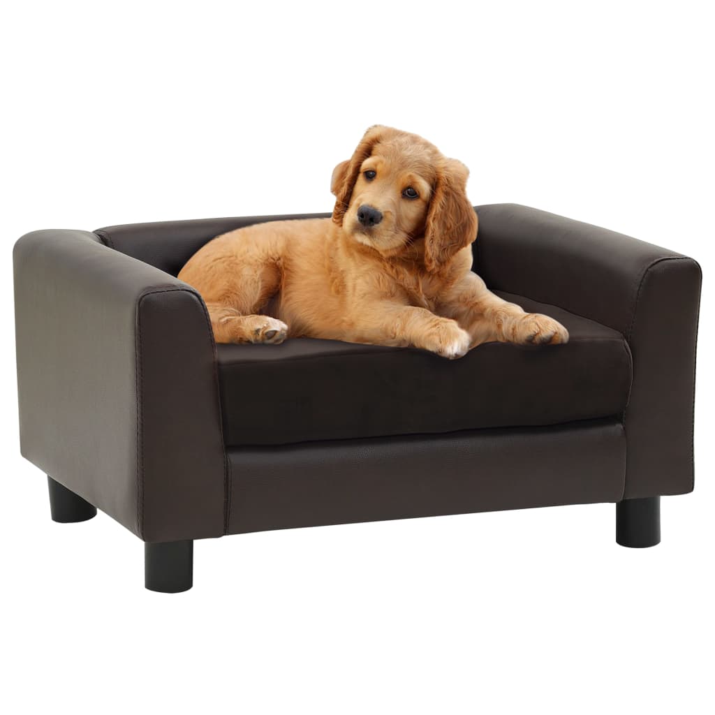 vidaXL Hundesofa Braun 60x43x30 cm Plüsch und Kunstleder