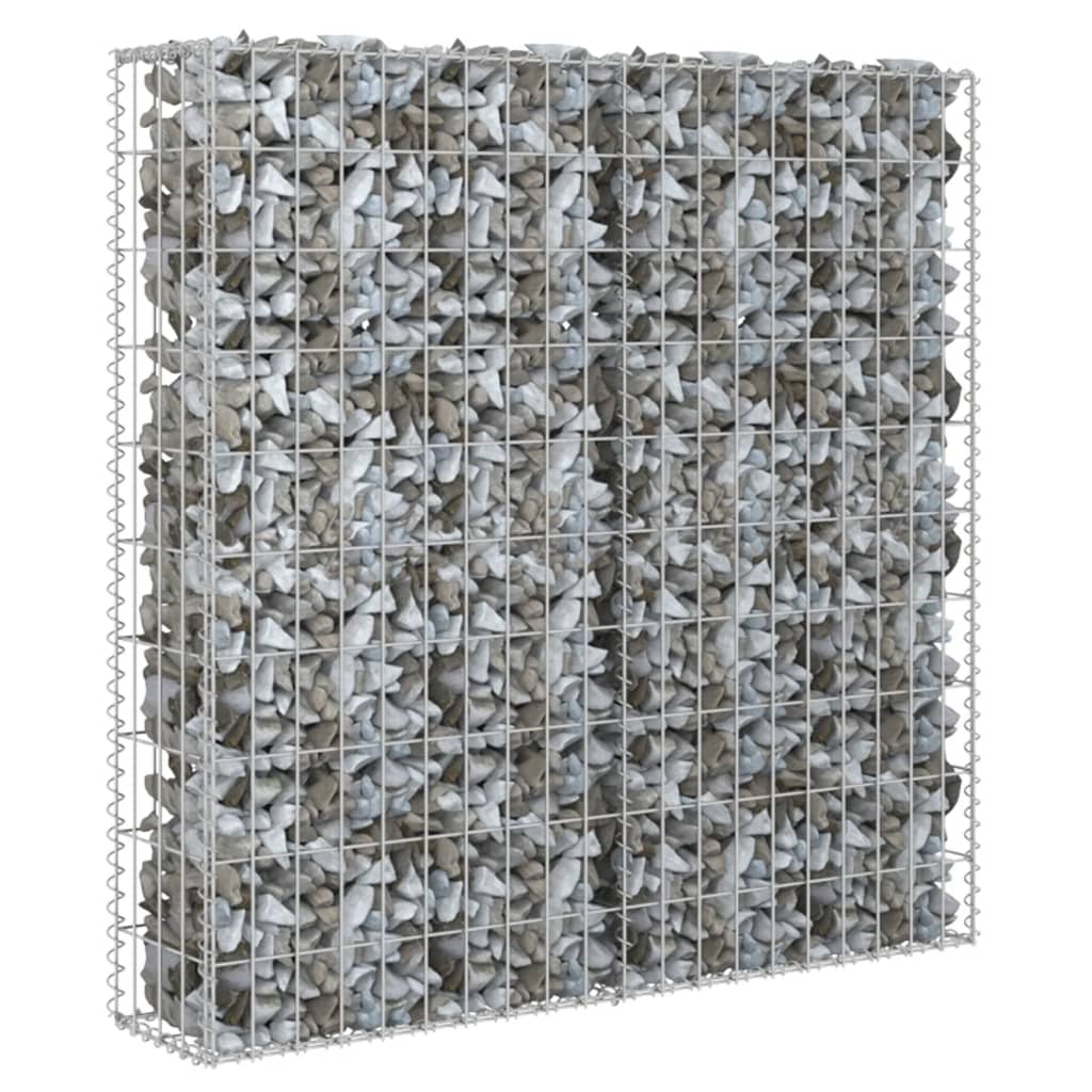 vidaXL Gabionenwand mit Abdeckung Verzinkter Stahl 80×20×100 cm