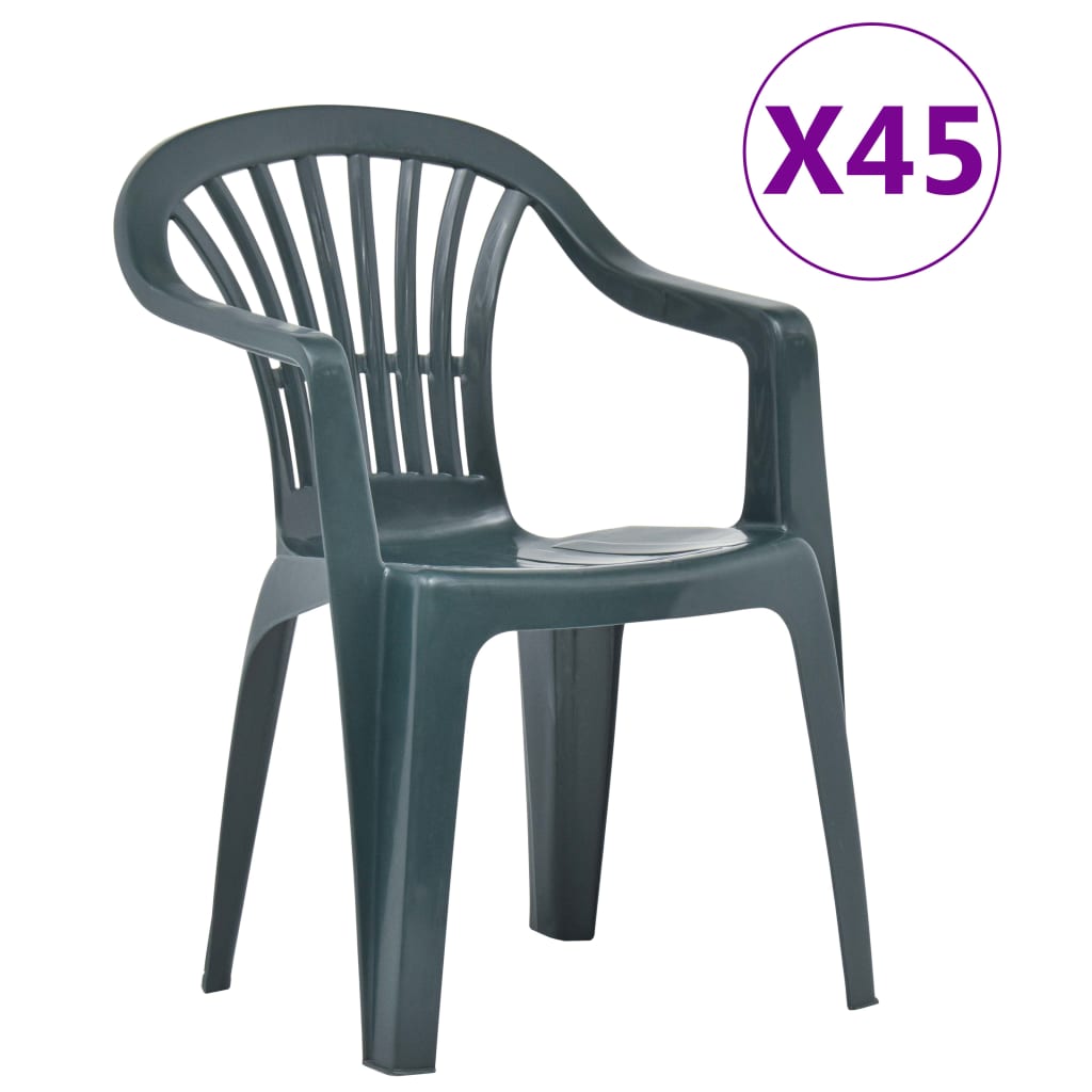 vidaXL Stapelbare Gartenstühle 45 Stk. Kunststoff Grün
