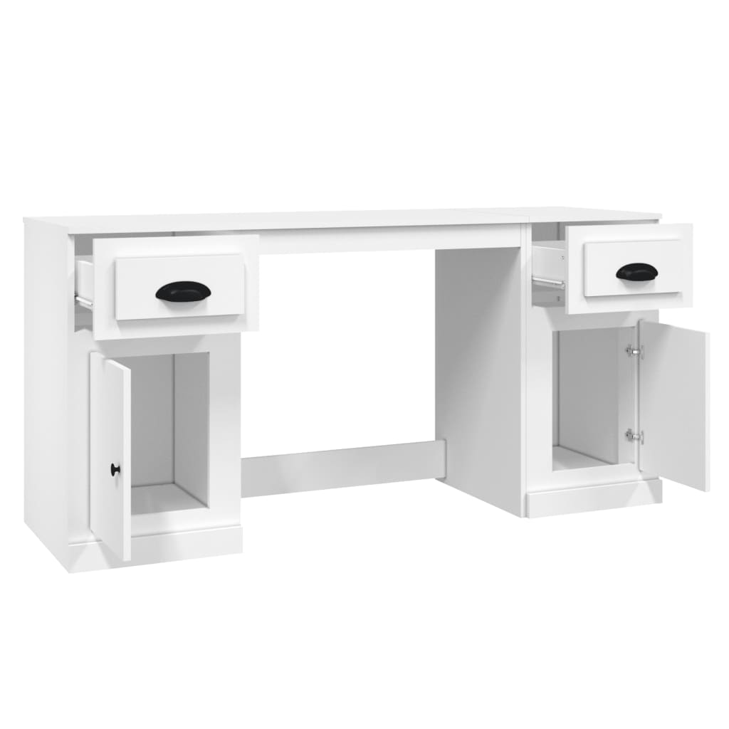 vidaXL Schreibtisch mit Stauraum Weiß Holzwerkstoff