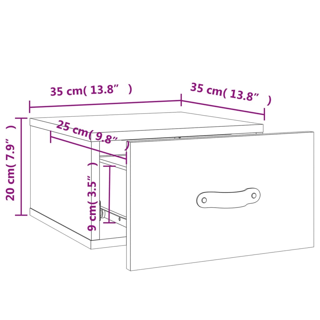 vidaXL Wand-Nachttische 2 Stk. Betongrau 35x35x20 cm