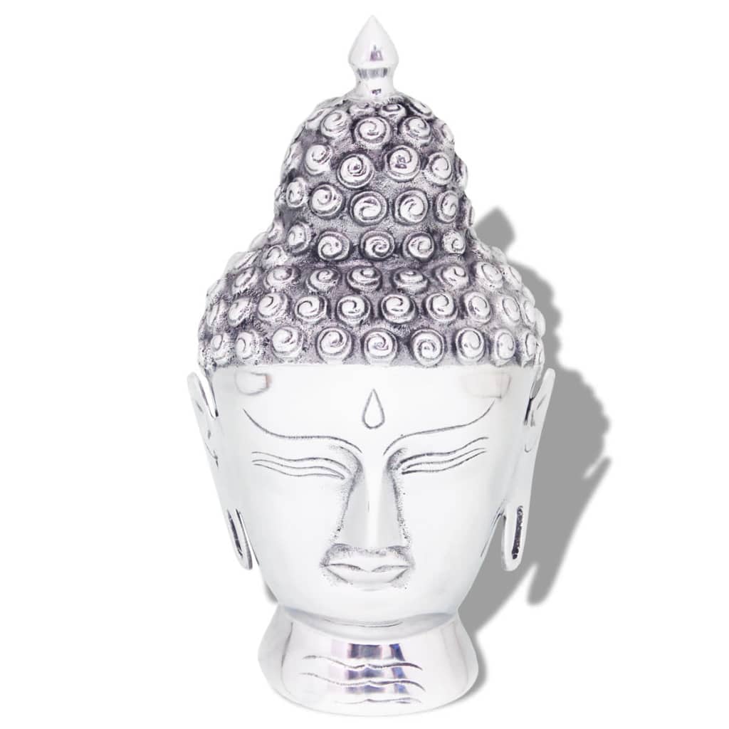 vidaXL Buddha Kopf Dekoration Aluminium Silbern